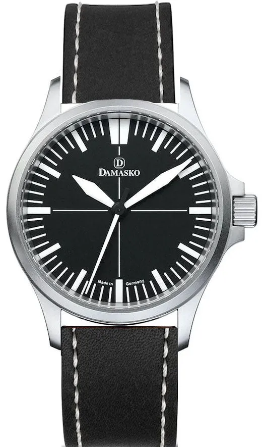 Damasko Watch DK30 Black Single Stitch Leather Pin