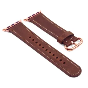 DASSARI Distressed Leather Strap for Apple Watch w/ Rose Gold Buckle