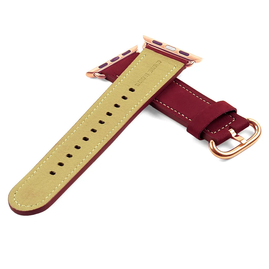 DASSARI Distressed Leather Strap for Apple Watch w/ Rose Gold Buckle
