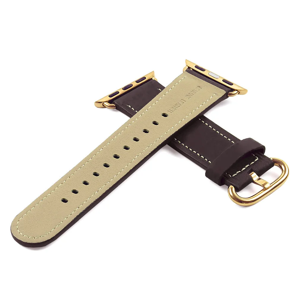 DASSARI Distressed Leather Strap for Apple Watch w/ Rose Gold Buckle