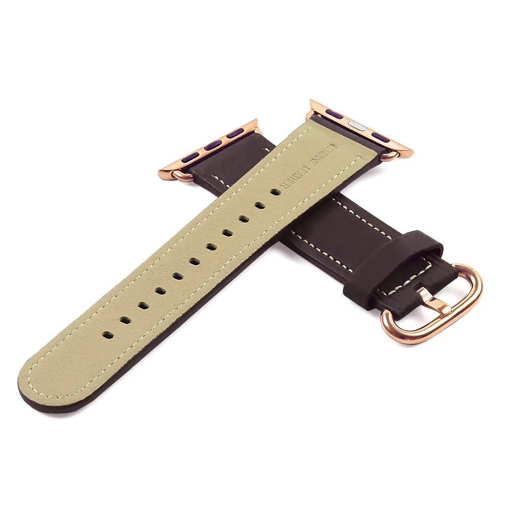 DASSARI Distressed Leather Strap for Apple Watch w/ Rose Gold Buckle