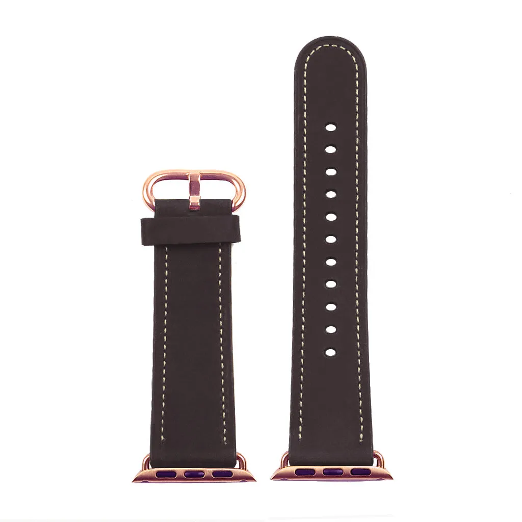 DASSARI Distressed Leather Strap for Apple Watch w/ Rose Gold Buckle