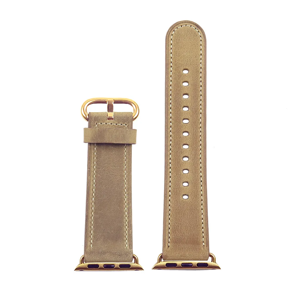 DASSARI Distressed Leather Strap for Apple Watch w/ Rose Gold Buckle