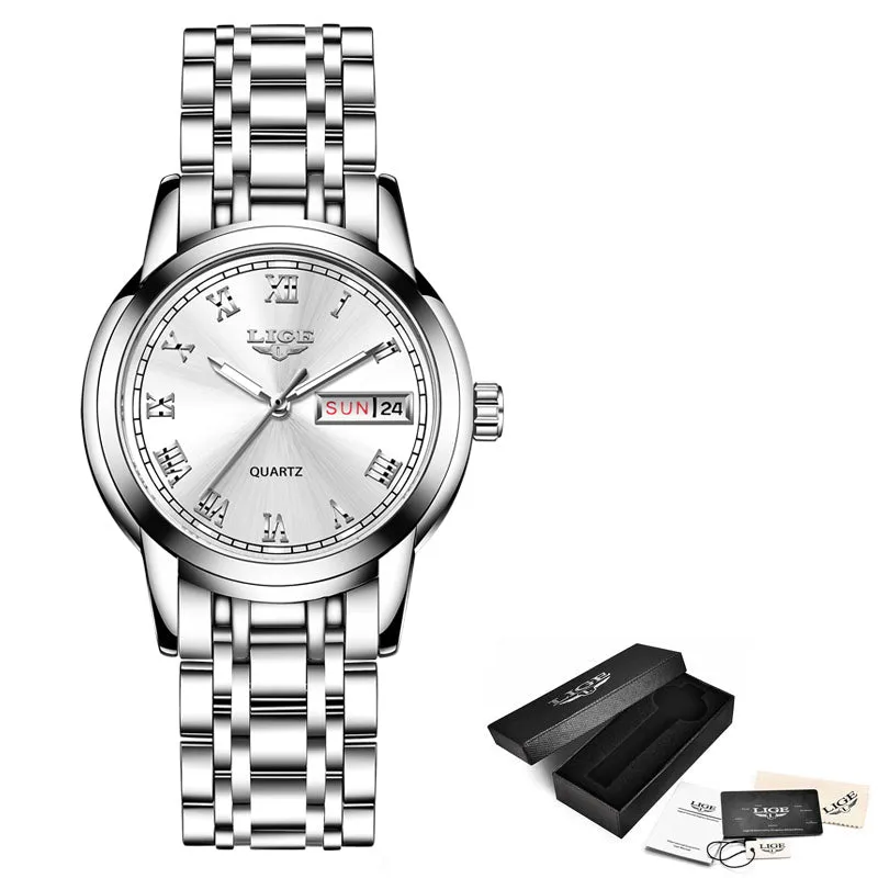 DDesigner Stainless Steel Waterproof Watch with Day/Date