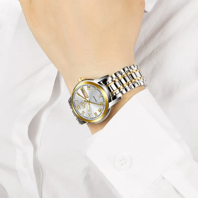 DDesigner Stainless Steel Waterproof Watch with Day/Date