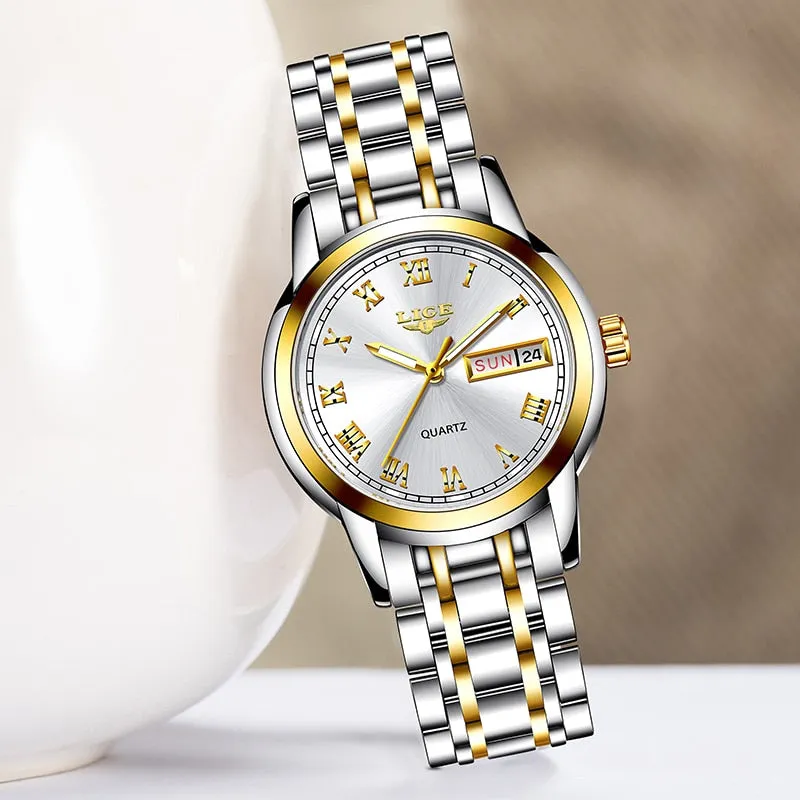 DDesigner Stainless Steel Waterproof Watch with Day/Date