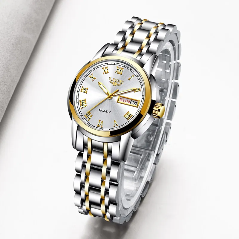 DDesigner Stainless Steel Waterproof Watch with Day/Date
