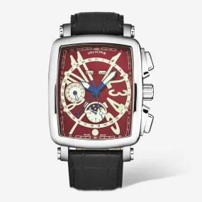 DeLaCour 'Via Larga' Chronograph Stainless Steel Men's Automatic Watch WAST1026-RED