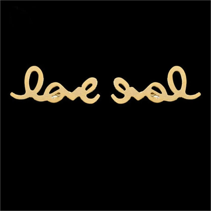 Delicate Love Symbol Letter Stud Earrings For
