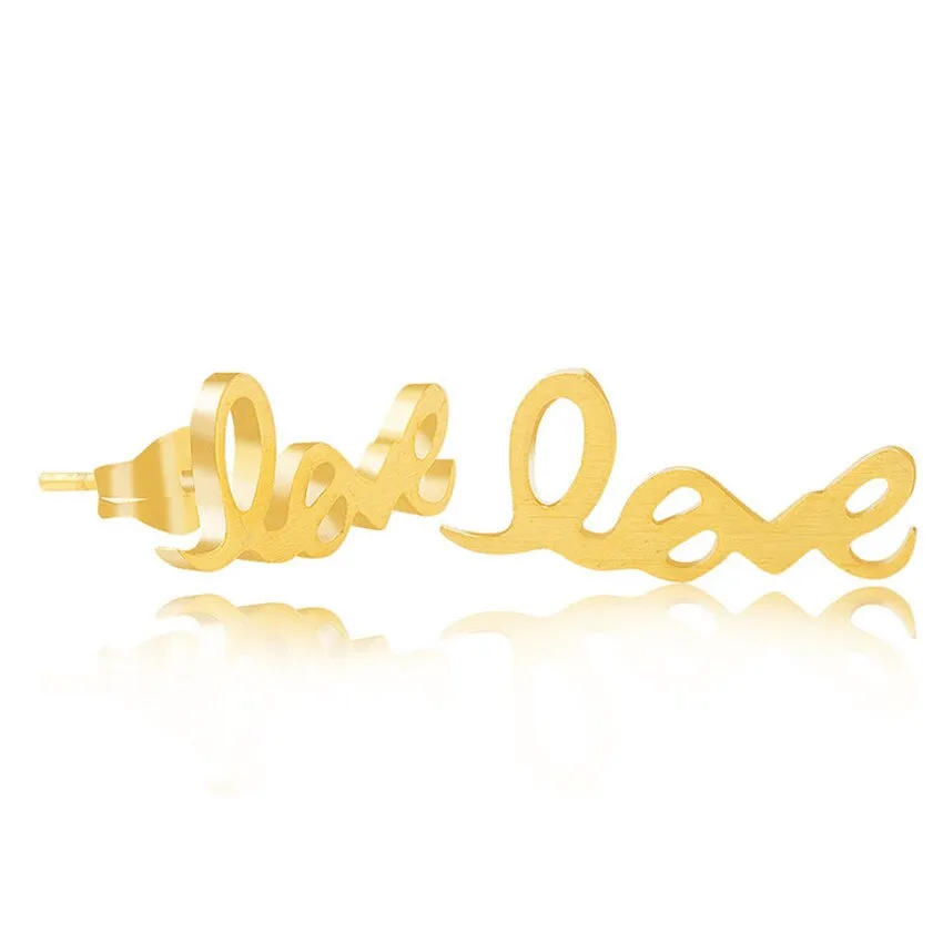 Delicate Love Symbol Letter Stud Earrings For