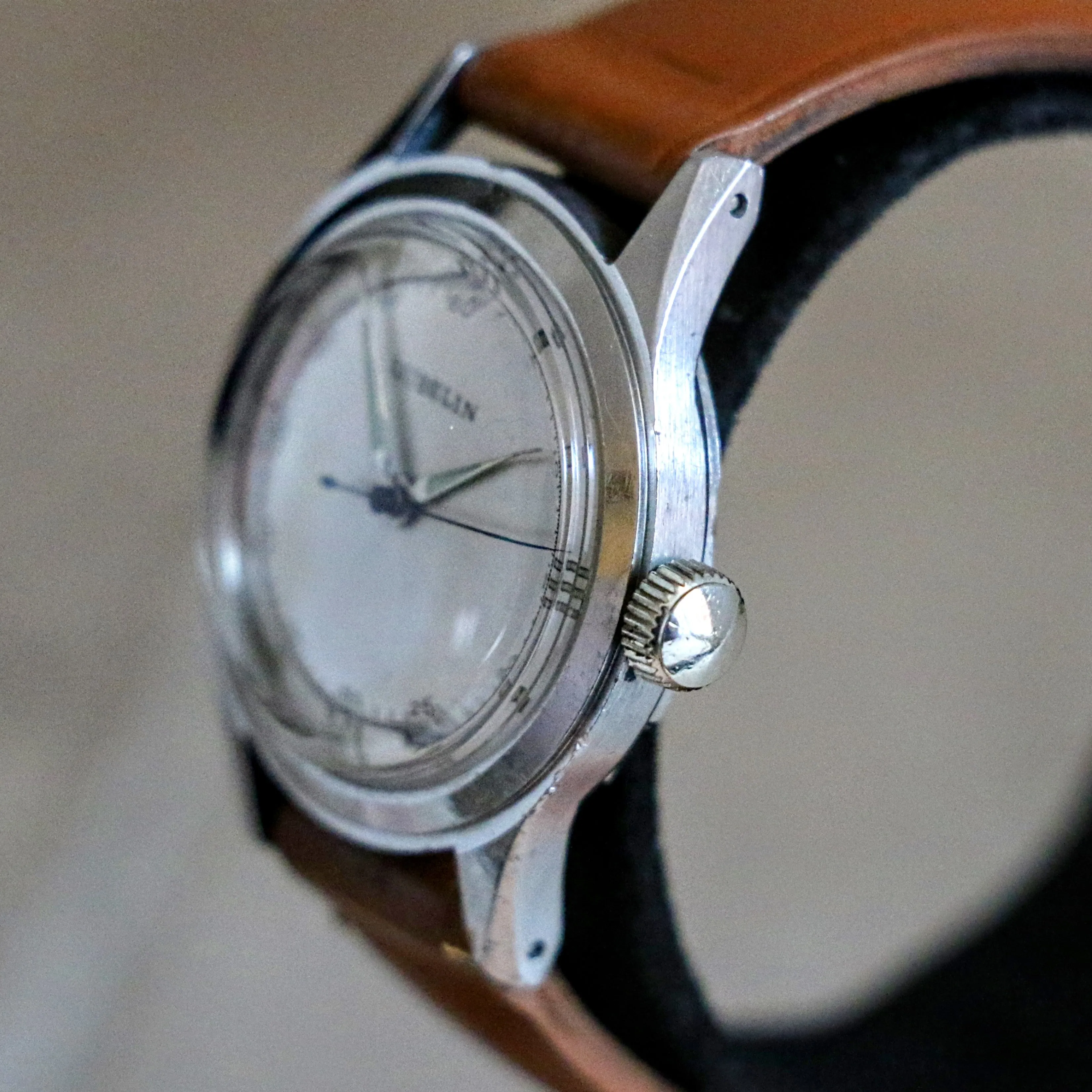 E. GUBELIN Military Style Wristwatch 17 Jewels AS 1187 Swiss Made Watch