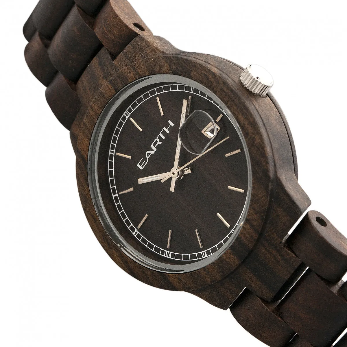 Earth Wood Biscayne Bracelet Watch w/Date - Dark Brown