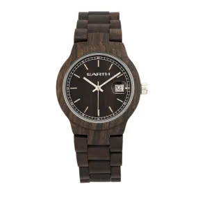 Earth Wood Biscayne Bracelet Watch w/Date - Dark Brown