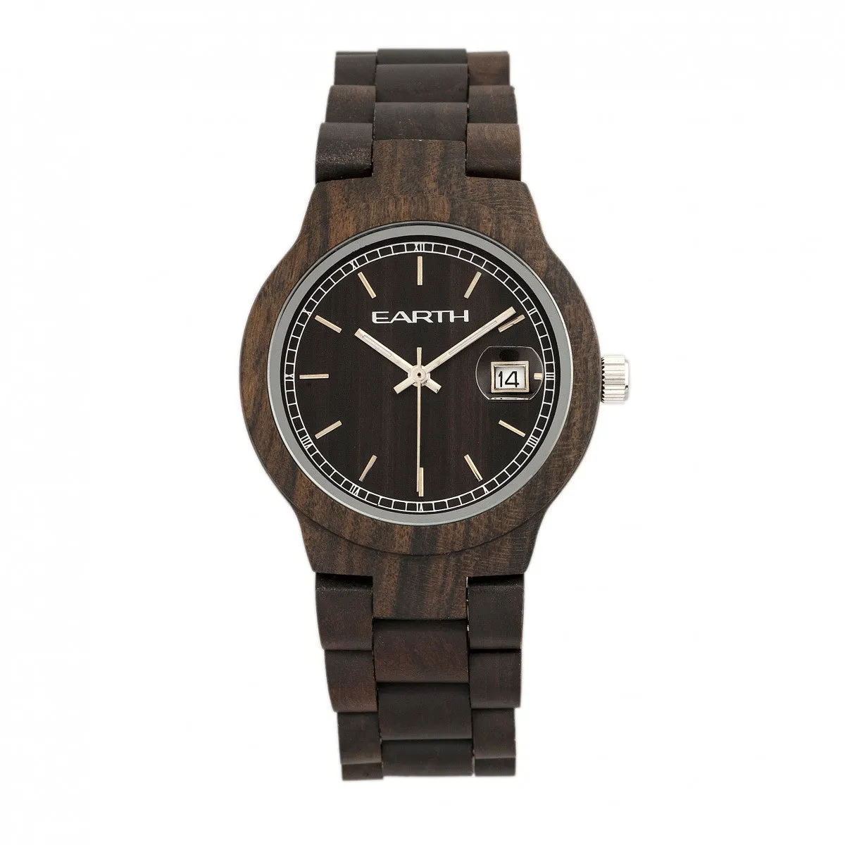 Earth Wood Biscayne Bracelet Watch w/Date - Dark Brown