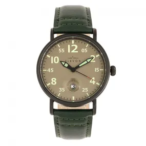 Elevon Von Braun Leather-Band Watch w/Date - Gunmetal/Green