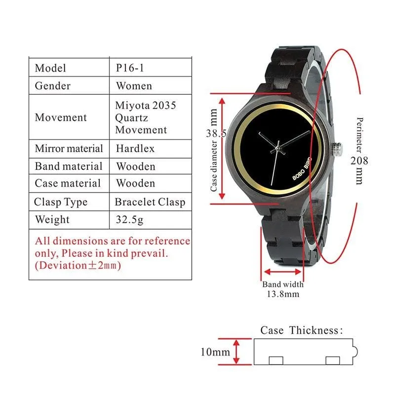 Exquisite Slant Logo Wooden Band Quartz Wristwatches for Women