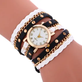 Fashion Bracelet Ladies Wrist Watches Women Pu Leather Wrap Weaving Around Quartz Watch Women's Roman Numerals Clock Relogio #LH