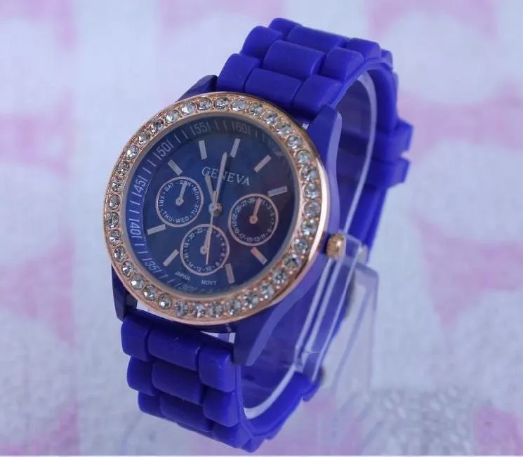 Fashion Crystal Jelly Strap Watch