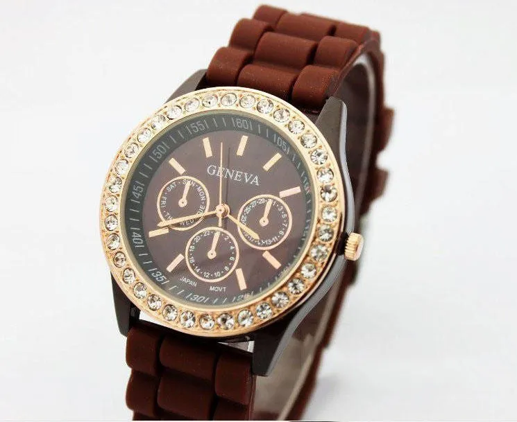 Fashion Crystal Jelly Strap Watch