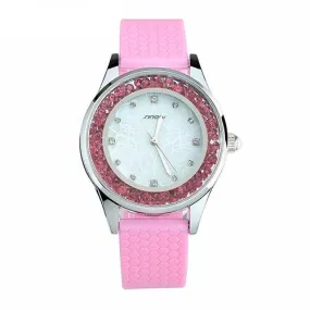 Fashion Women's Diamonds Silicone Band Watches - White,Pink,Mint Green,Purple,Light Pink