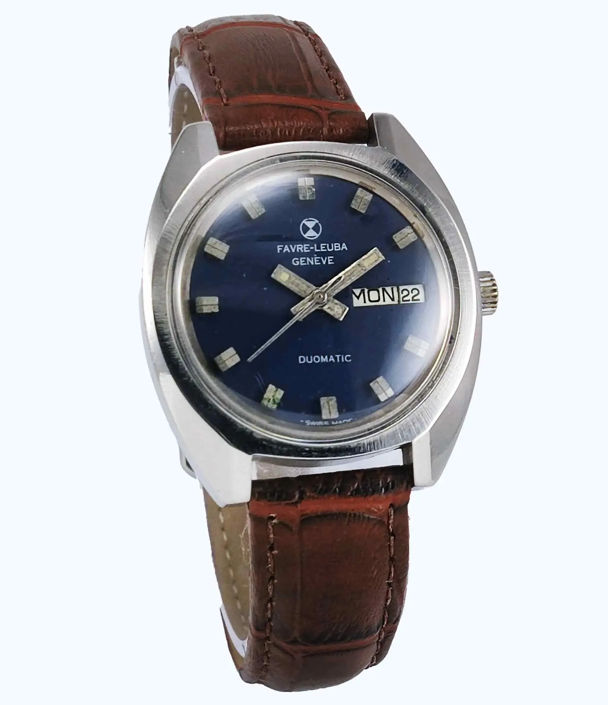 Favre Leuba Duomatic 908 Navy Blue Dial 25 Jewels Men's Automatic Watch