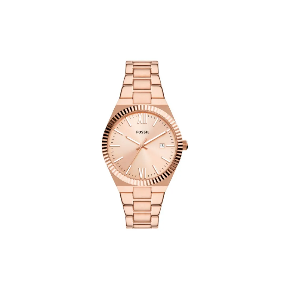 Fossil Scarlette Three-Hand Date Rose Gold-Tone Stainless Steel Watch