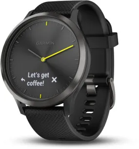 Garmin Watch Vivomove HR Black with Black Silicone Band D