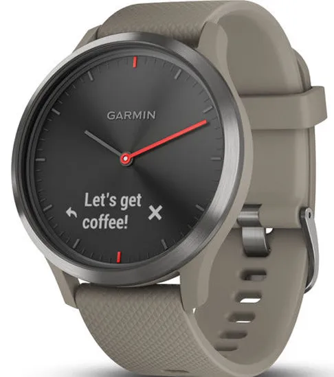 Garmin Watch Vivomove HR Black with Sandstone Silicone Band D