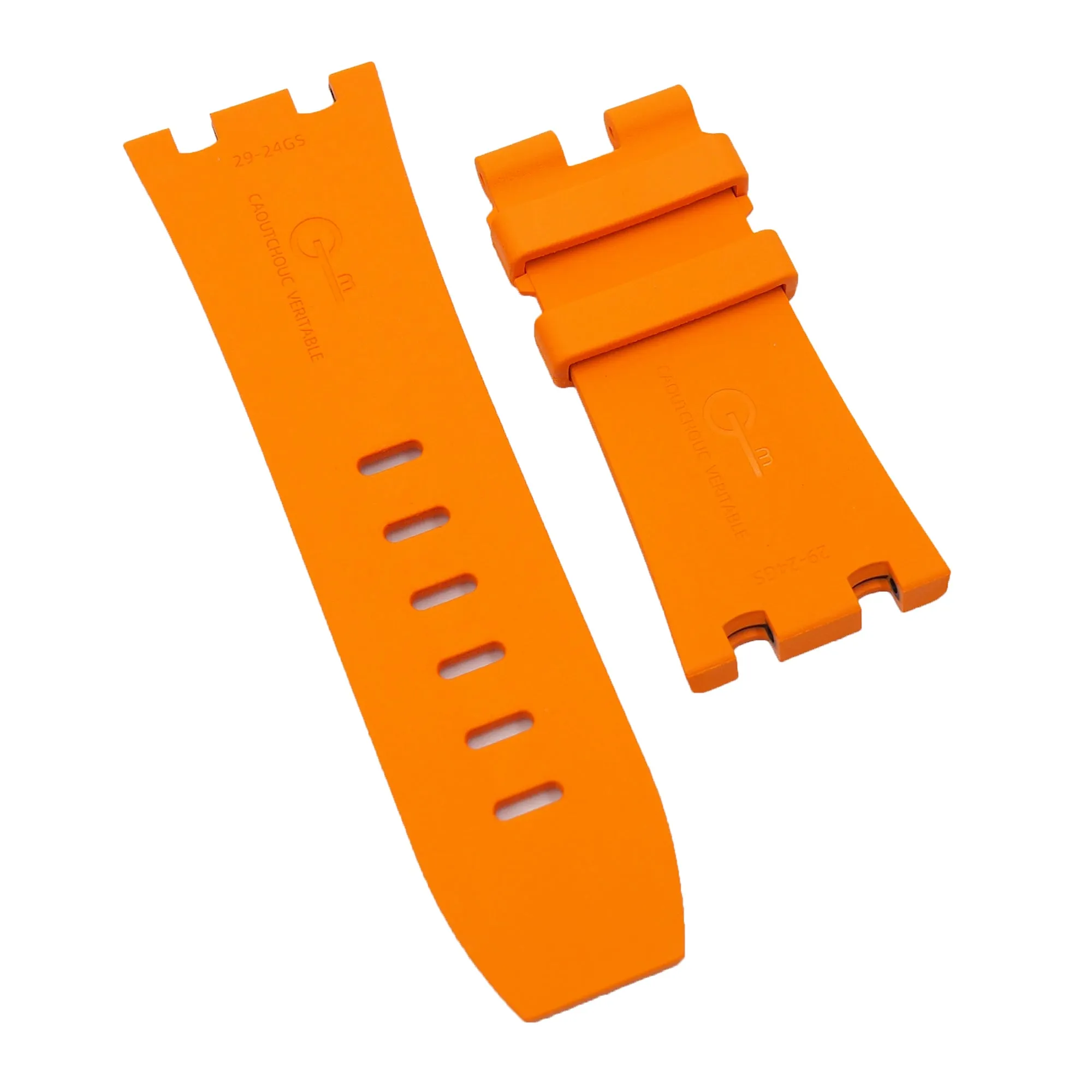 【GM】 28mm Rectangle Pattern Orange FKM Rubber Watch Strap For Audemars Piguet Royal Oak Offshore 42mm