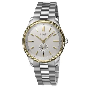 Gucci G-Timeless 40mm Silver Dial Gold Plated & Steel Automatic Gents Watch YA126390