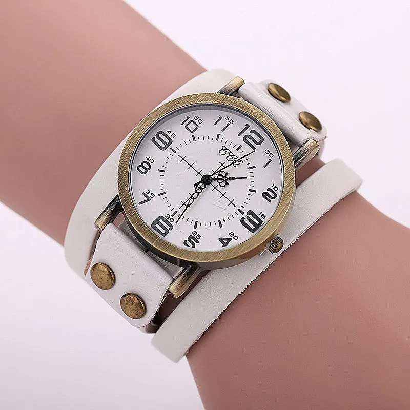 Hot Antique Leather Bracelet Watch Vintage Women Wrist Watch Fashion Unisex Quartz Watch