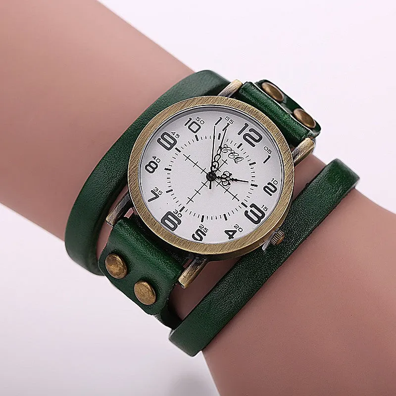 Hot Antique Leather Bracelet Watch Vintage Women Wrist Watch Fashion Unisex Quartz Watch