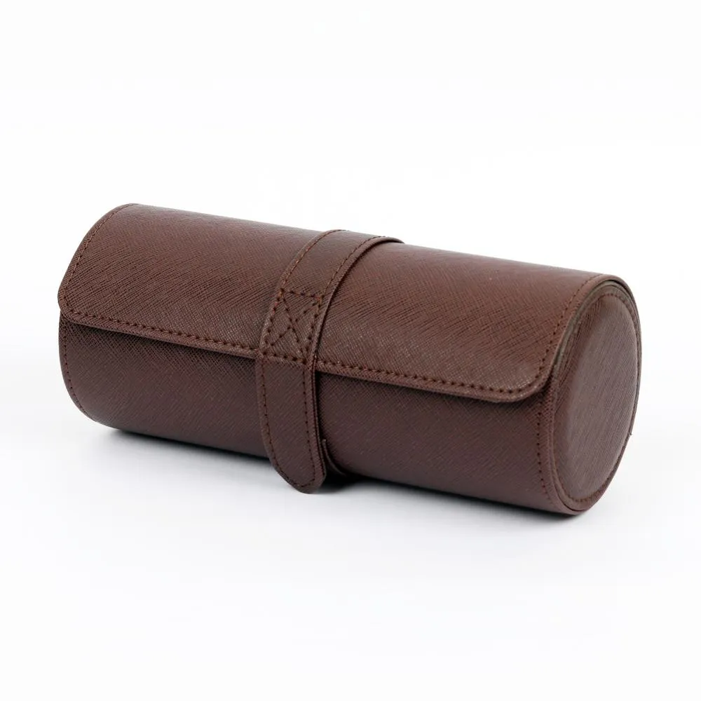 HQ 3 Slot Travel Watch Case Roll Brown