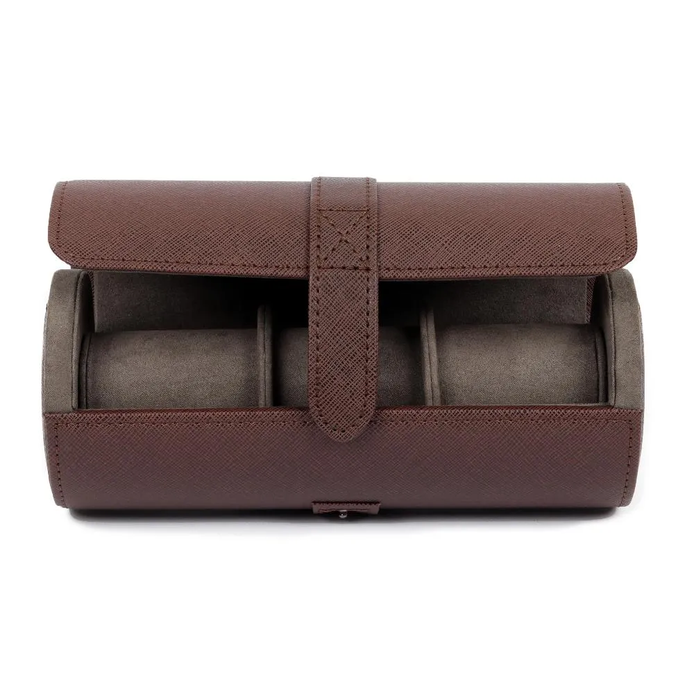 HQ 3 Slot Travel Watch Case Roll Brown