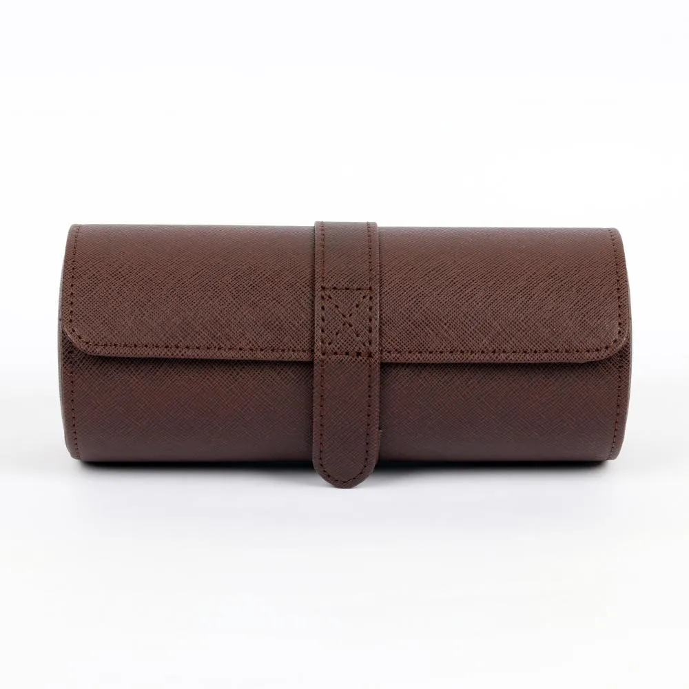 HQ 3 Slot Travel Watch Case Roll Brown