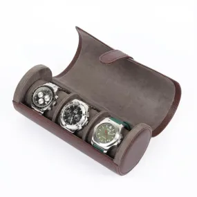 HQ 3 Slot Travel Watch Case Roll Brown