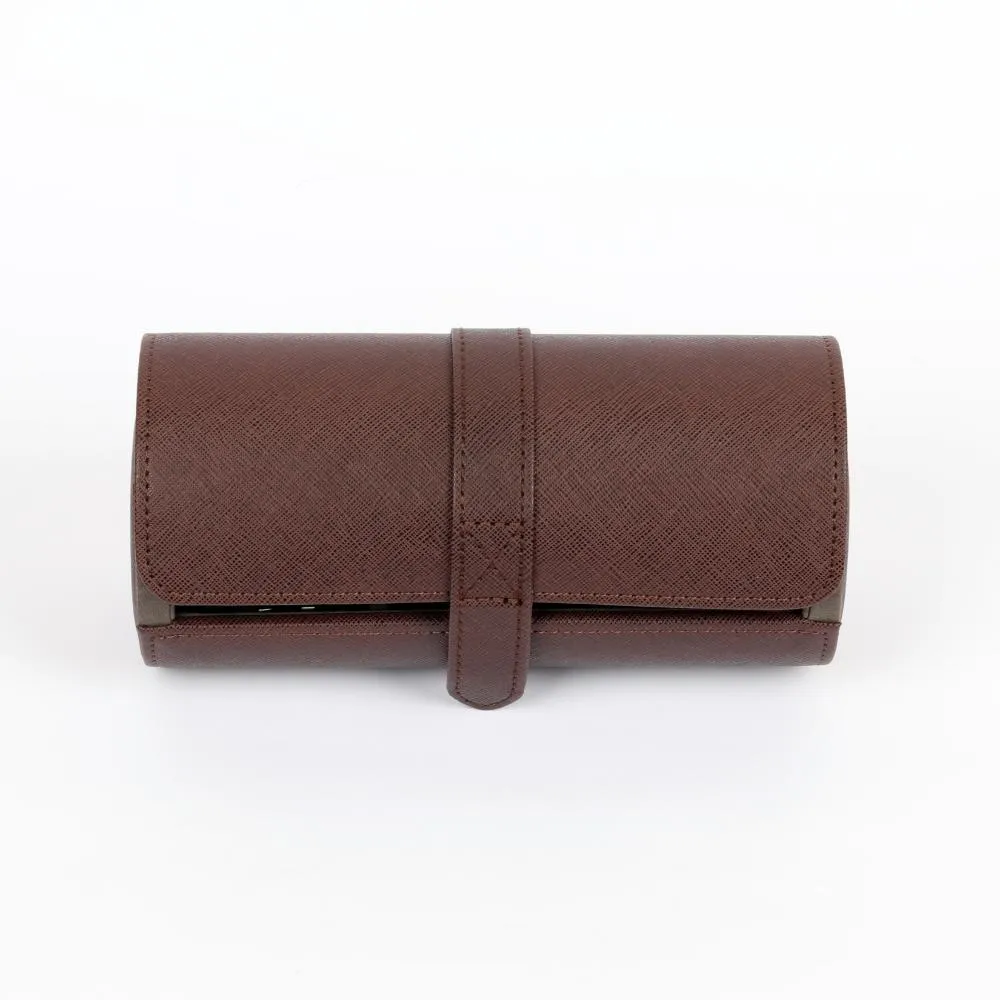 HQ 3 Slot Travel Watch Case Roll Brown