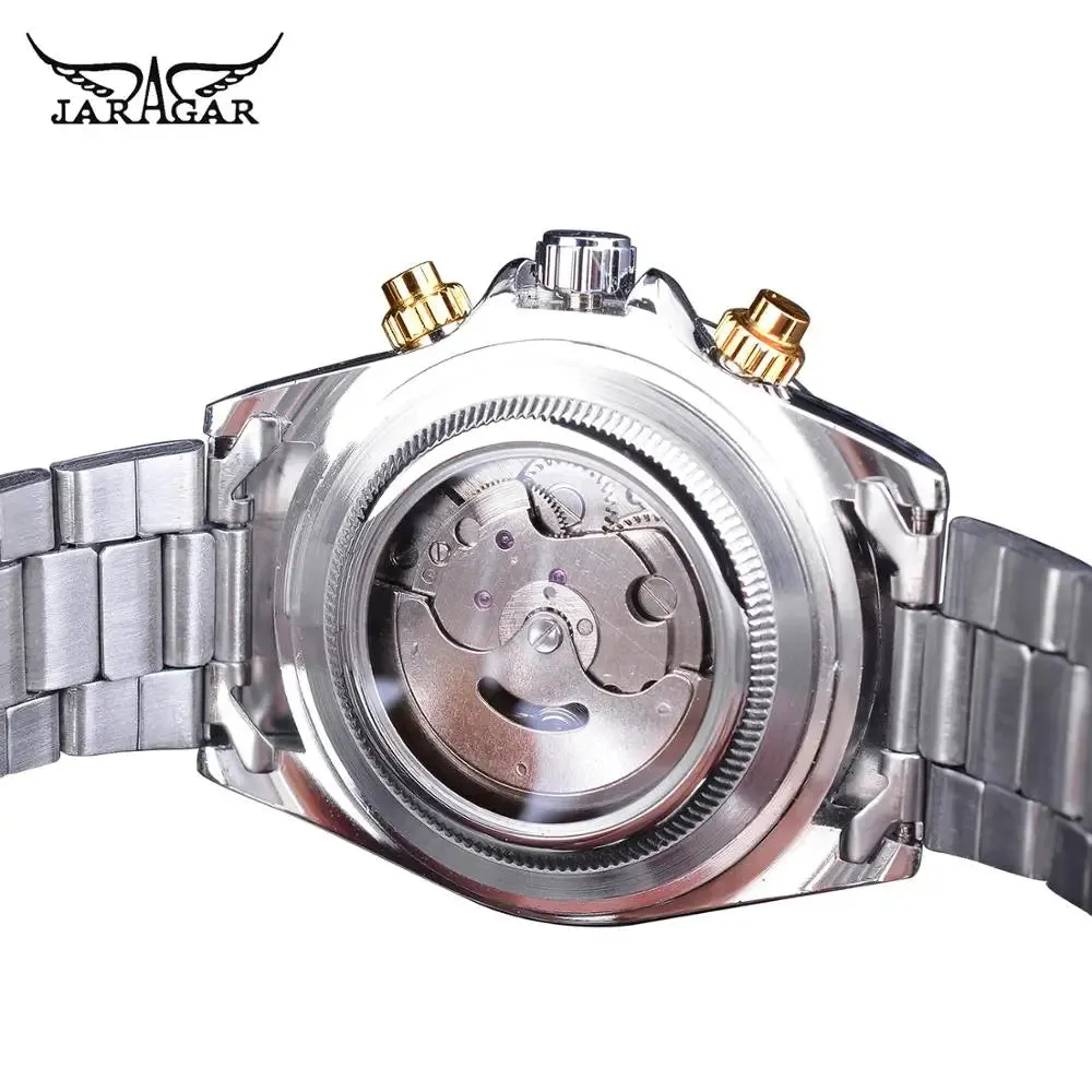 Jaragar Relogio Masculino Watch Men 2019 Golden Big Dial Calendar Display Automatic Steel Wrist Watches Mechanical Clock For Men