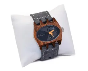 Kamera Watch with Grey Leather Strap