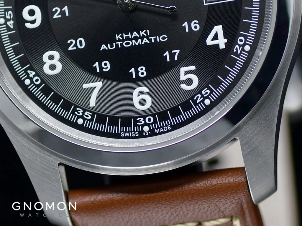 Khaki Field Automatic Black 38 on Brown Leather Ref. H70455533