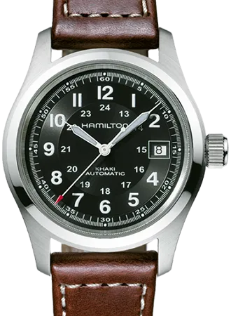 Khaki Field Automatic Black 38 on Brown Leather Ref. H70455533