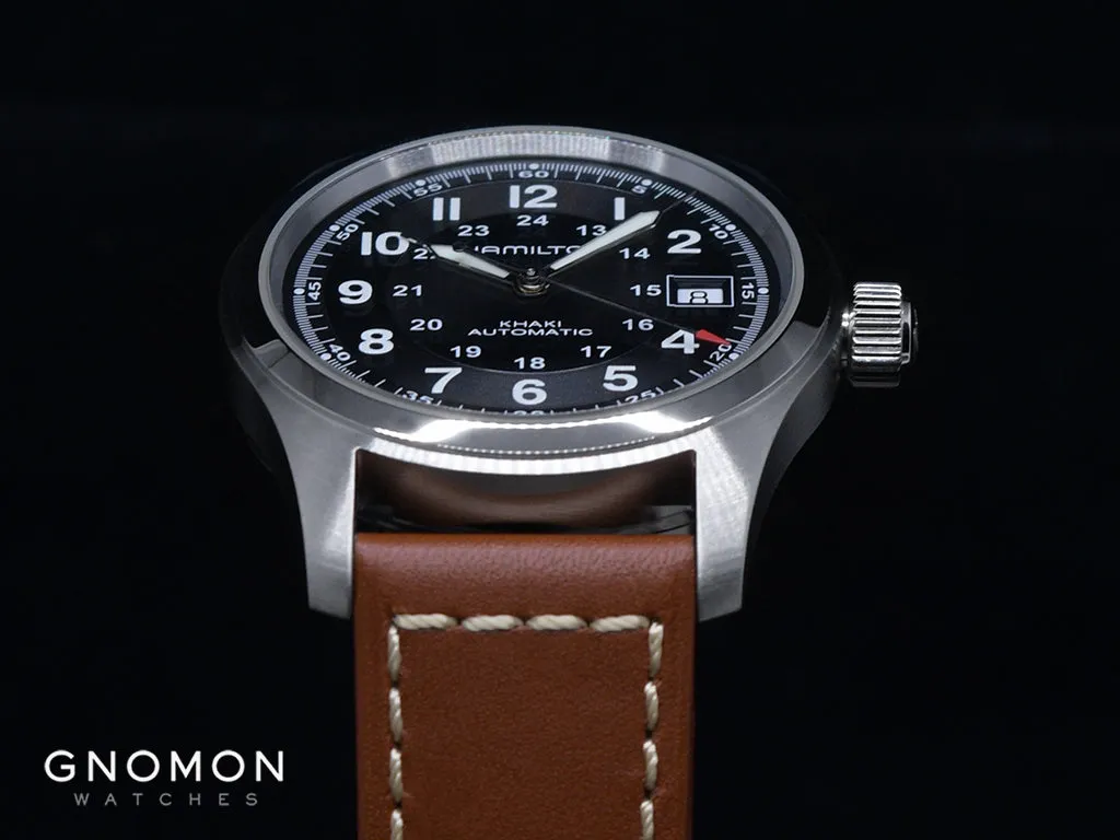 Khaki Field Automatic Black 38 on Brown Leather Ref. H70455533