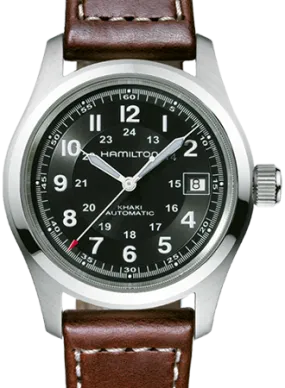 Khaki Field Automatic Black 38 on Brown Leather Ref. H70455533