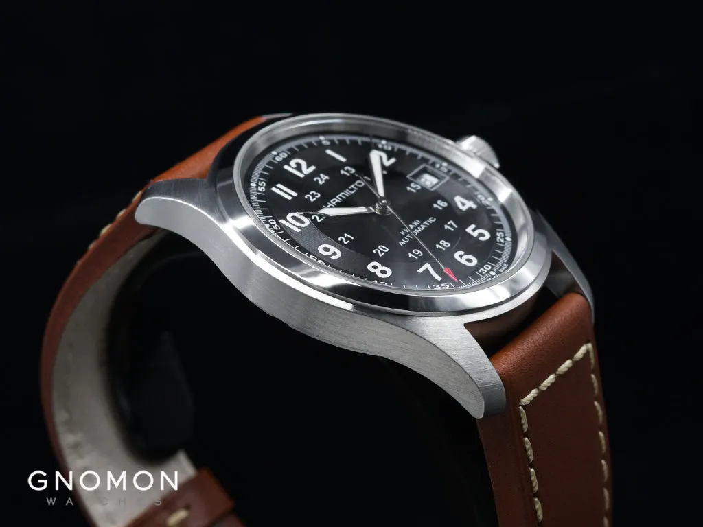 Khaki Field Automatic Black 38 on Brown Leather Ref. H70455533