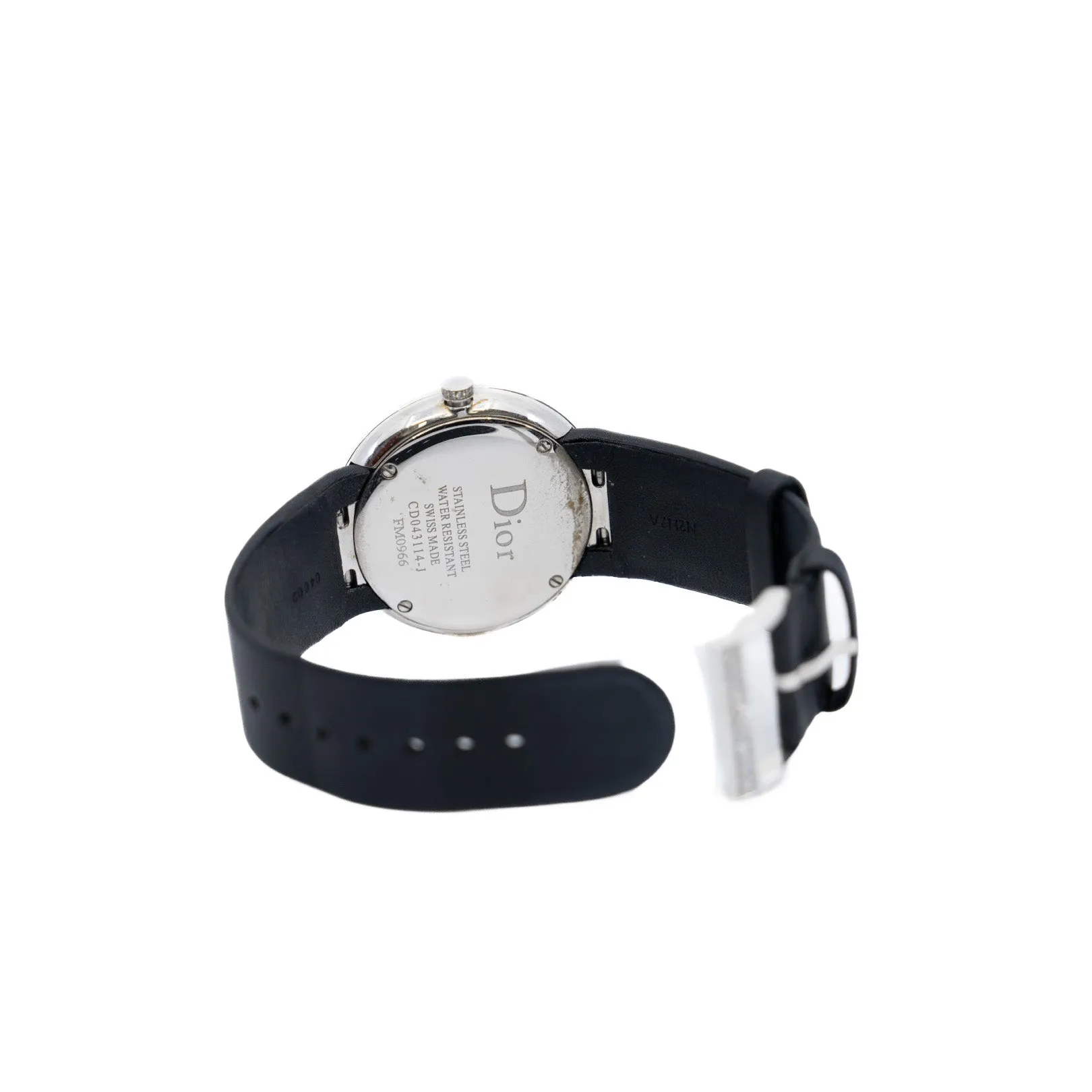 La D de Dior 38mm Quartz White MOP Diamonds Dial Black Satin Bracelet 2012