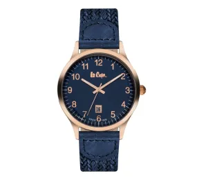 Lee Cooper Men's Watch Analog,Blue Dial Blue Leather Strap, LC06296.499