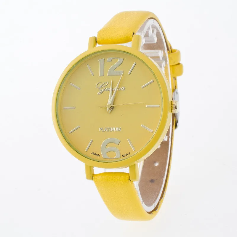 Leisure Fashion Candy Color PU Watch