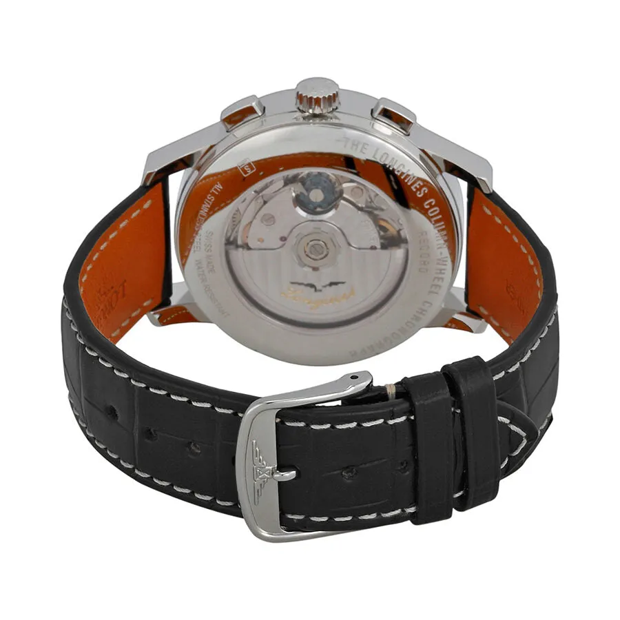Longines Column Wheel Record  Chronograph Beige Dial Leather Men's Watch L47544724 L4.754.4.72.4