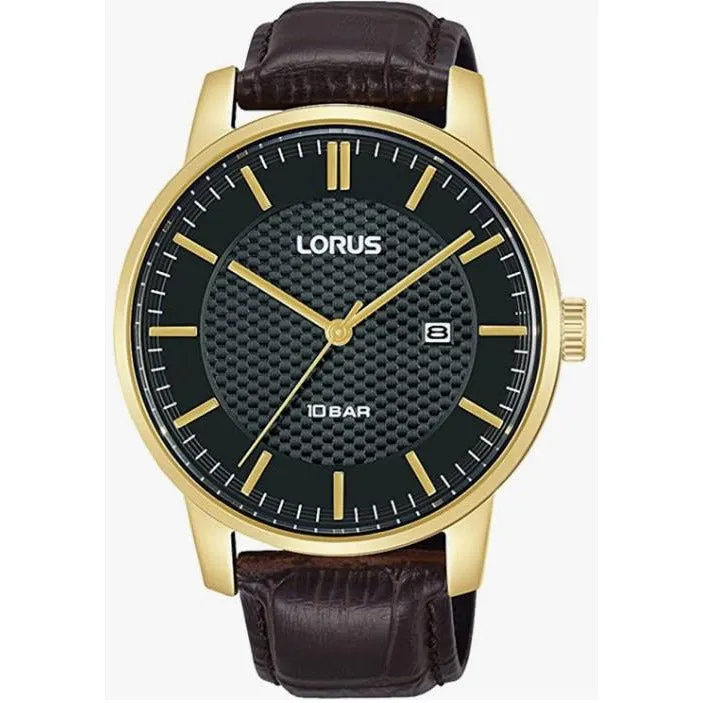 Lorus Men's Analogue Watch with Date, Brown Leather Strap RH980NX9