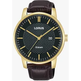 Lorus Men's Analogue Watch with Date, Brown Leather Strap RH980NX9